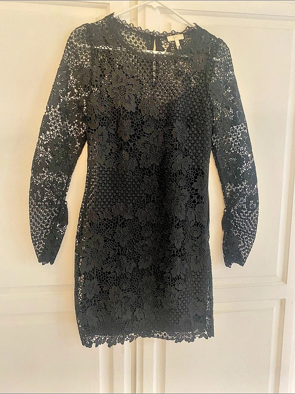 Joie Black Floral Lace Mini Dress Size 0 Like New